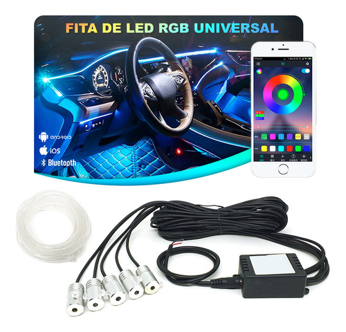 Fita Led Painel S10 2003 Neon Rgb 6m Controle Via App