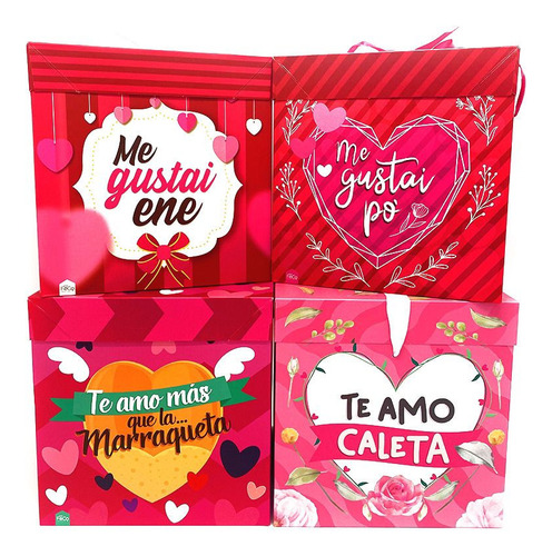 Pack 12 Cajas Plegables Chicas 10x10cm San Valentin