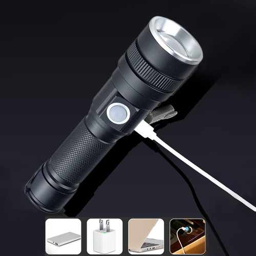 Linterna Led Hd Con Zoom, Flash De Emergencia De Altos Lúmen