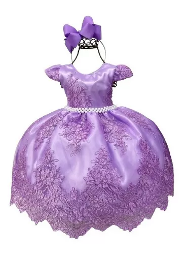 Vestido Infantil Princesa Sofia Temático Luxo Festa Aniversário 1 a 4 Anos