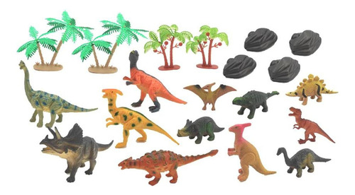 Coleção Mundo Animal Dinossauros Com 12 Bichinhos E Acessori