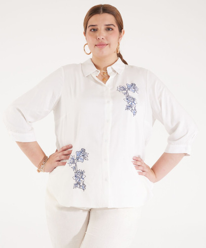 Camisa Mujer Patprimo M 3/4 Blanco En Viscosa 14010164-10020