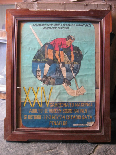 Afiche Poster,campeonato De Hockey Sobre Patines, Chile 1974