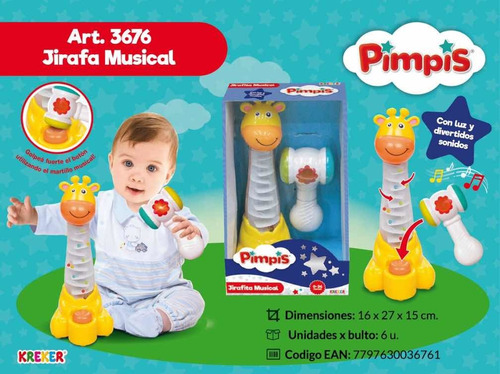 Imagen 2 de 11 de Jirafa Musical Grande Con Martillo Con Sonidos Kreker Pimpis