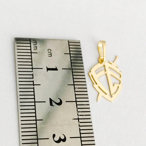 Imagem 4 de 6 de Pingente Escudo Da Fé P Em Ouro 18k Linda Jóia