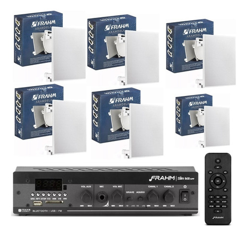 Kit Som Ambiente Frahm 1600 Bluetooth + 06 Arandela Teto 40w Cor Branco