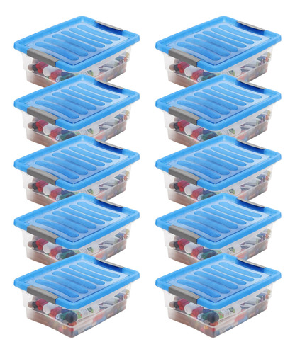 Organizador Plástico X10 Con Tapa 10 Litros Transparente