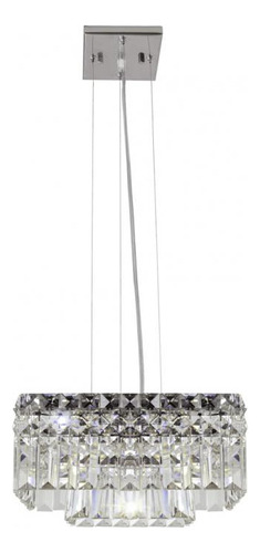 Bronzearte Pendente Quadrado Paris Cristal 25cm 4 Lamp G9