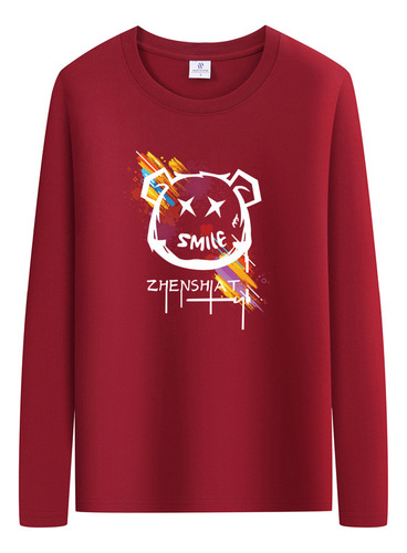 Camiseta De Manga Larga De Algodón Binyuxd Basic Solid Color