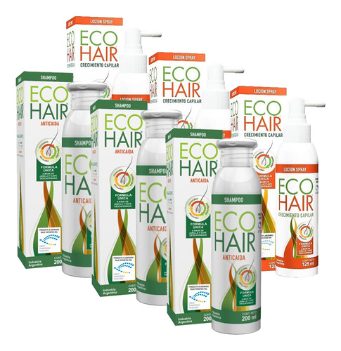 Combo Eco Hair Loción + Shampoo Crecimiento Anticaída 3 C/u