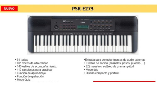 Imagen 4 de 10 de Piano Yamaha Psr E263 Con Forro, Dvd, Atril, Pa-3 Citimusic