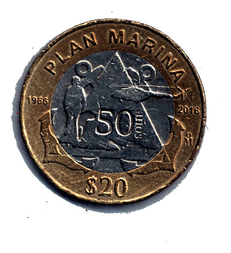 Moneda 20 Pesos Plan  Marina  2016