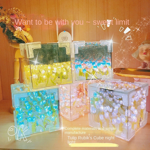 Día De La Madre Diy Tulipán Cubo Luz Espejo