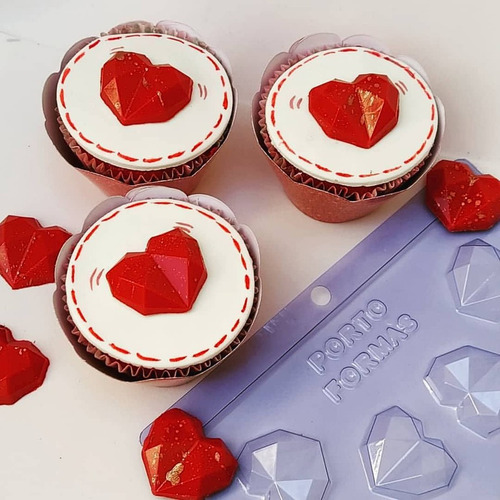 Porto Formas Forma Chocolate Simples Bombom Coração Diamond 451 5 Unidades