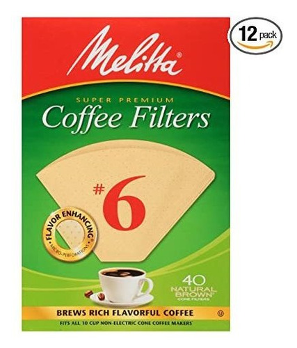 Melitta # 6 Cono Filtros De Café, Natural Brown, 40 Count (p