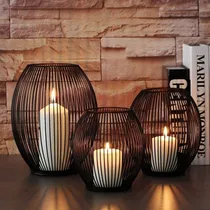 Comprar Fanal Porta Velas Redondo Grande\u002Fmediano\u002Fchico Deco Set 3 Negro