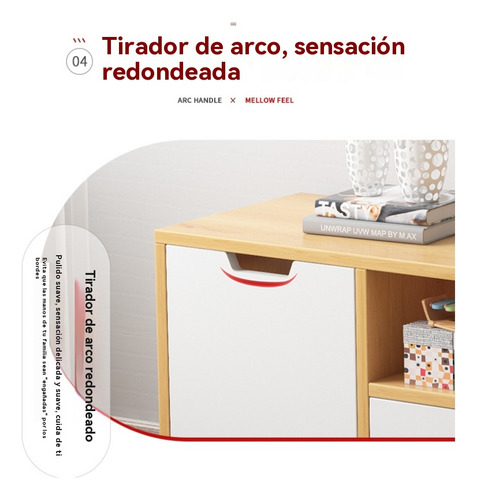 Mueble Tv Nórdico 140cm - 4 Puertas + 3 Estantes Abiertos Color Roble+blanco