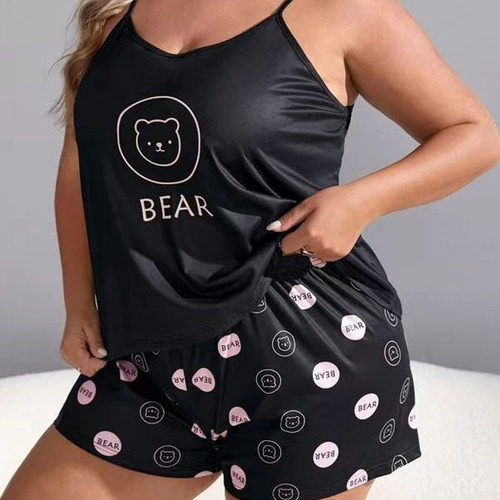 Pijama Con Estampado De Osos De Talla Grande A La Moda Para