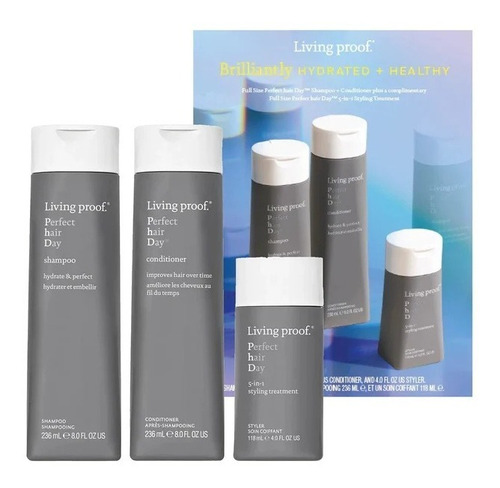 Living Proof Set Brillante Hidratado Shampoo, Acond, 5 En 1