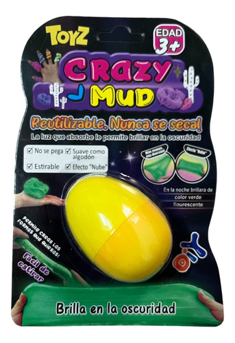 Masa Kinetica Crazy Mud Glow Dark Amarillo Huevo Diy Nube