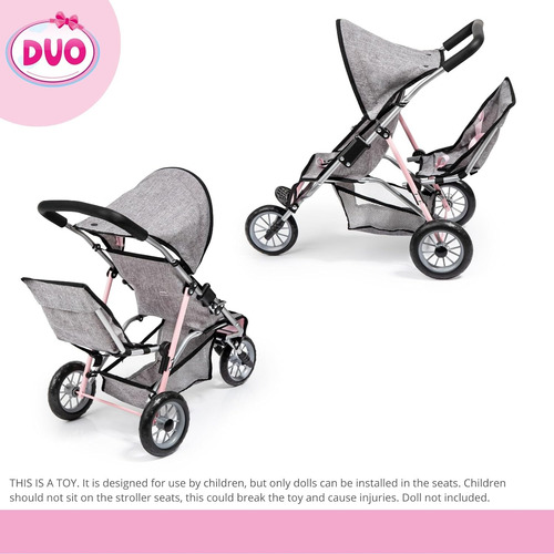 Bayer Design Dolls Twin 3 Ruedas Jogger, Gris, Rosa