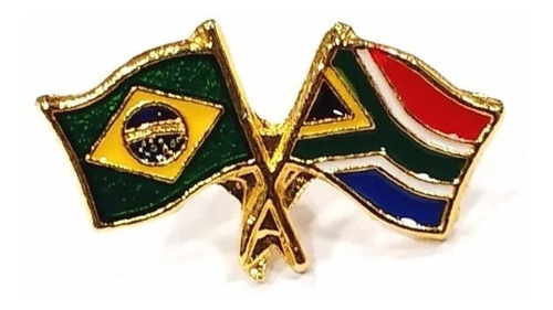 Bótom Pim Broche Bandeira Brasil X África Do Sul Folheado