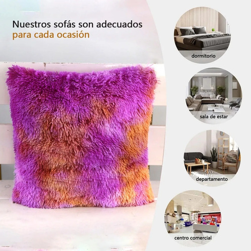 Funda De Cojín De Felpa Tie-dye Rou'ruan 40*40cm 2 Piezas Morada Con Naranja Teñido Anudado
