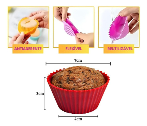 Kit De 12 Moldes De Silicona For Cupcakes, Muffins,