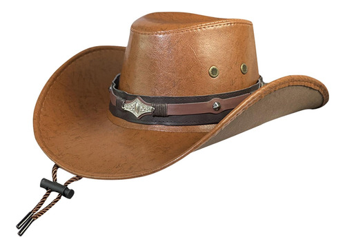 Sombrero De Vaquero De Cuero Pu Con Protección Solar Con Cor