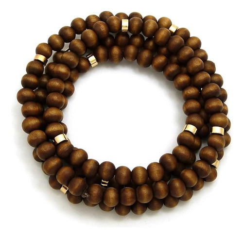 Moda 21 Preto Azeviche, Tom Marrom 8mm 36 Contas De Madeira