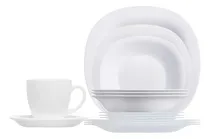 Comprar Vajilla Moderna Cuadrada Opal Y Tazas Vidrio 6 Personas 30pz Color Blanco