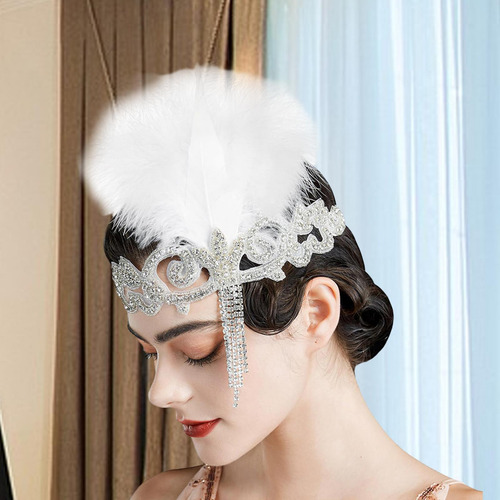 Diadema Estilo Flapper, Tocado De Plumas, Diadema Para