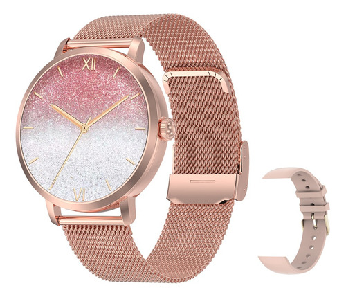 Smartwatch Dts Doble Correa Rosa Y Dorada