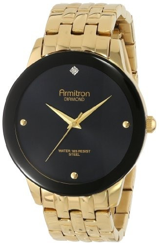 Armitron Mens 20 4952bkgp Diamond Dial Wall To Wall Cr