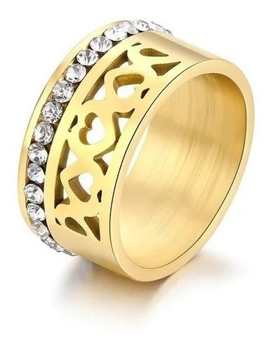 Anillo Acero Inoxidable Argolla Color Oro Corazon Para Mujer