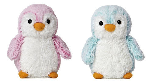 Rosa Aurora Y Azul Pom Pom Pinguino Paquete De Peluche De 6