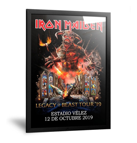 Cuadros Iron Maiden Poster Show Argentina Enmarcado 35x50cm