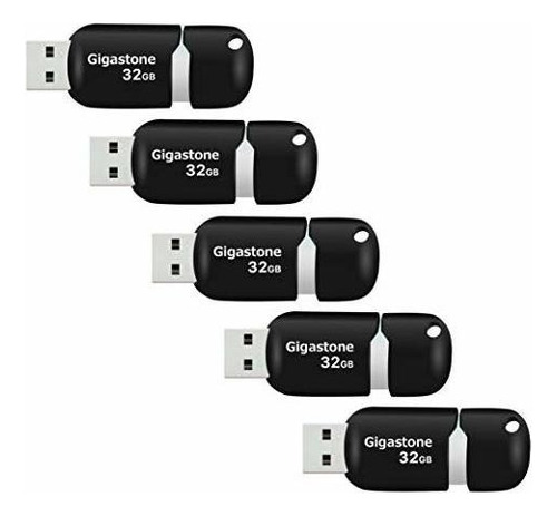 Memoria Usb Gigastone 32gb 5 Unidades Retractable -negro