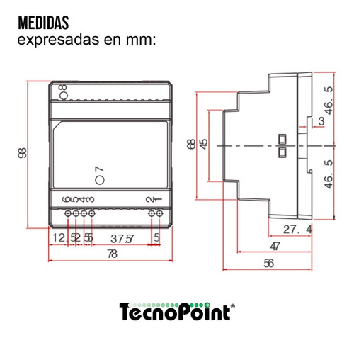 Fuente De Alimentación Switching 60w 12v 5a Para Riel Din