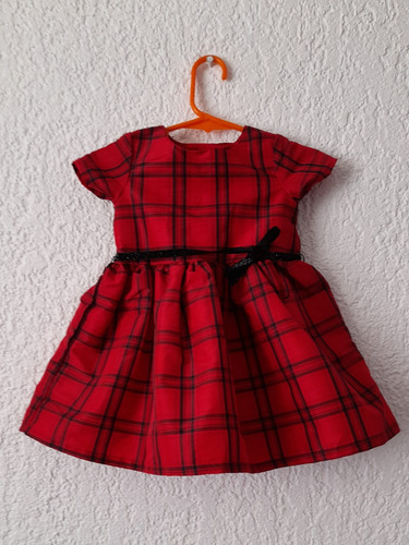 Vestido Rojo A Cuadros Navideño Para Niña Talla 9 M Carter's