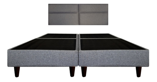 Recamara Base Cama Box Cabecera Cairo Gris Queen Size