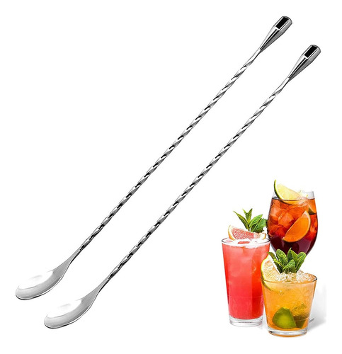 ~? 2packs 12 Pulgadas Bar Mixing Spoon Cocktail Mixing Glass