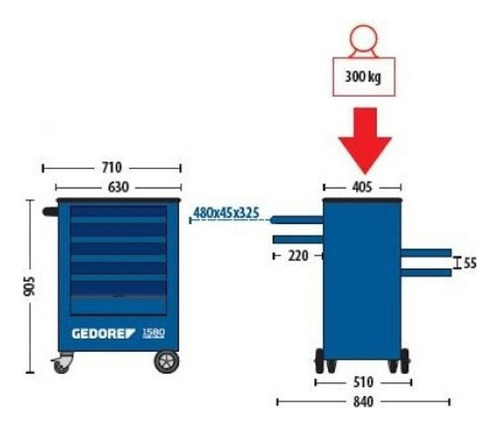 Carrinho 4 Gavetas Fechado Adjudant 1580 sem Ferramentas