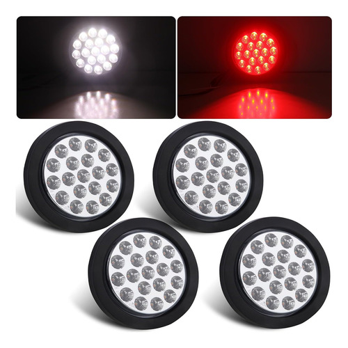 Partswcgg 4 Luces Traseras Redondas Rojas De 4 Pulgadas A Lu