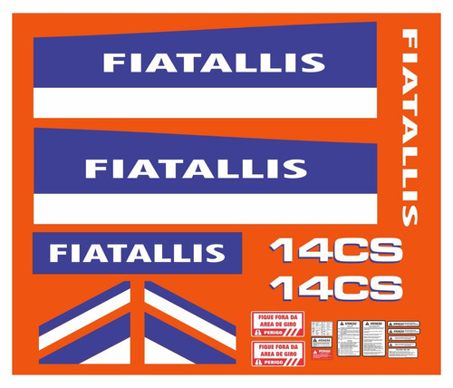 Kit Adesivos Trator De Esteira Compatível Com Fiatallis 14cs Cor ADESIVO EMBLEMA GRÁFICO 14CS