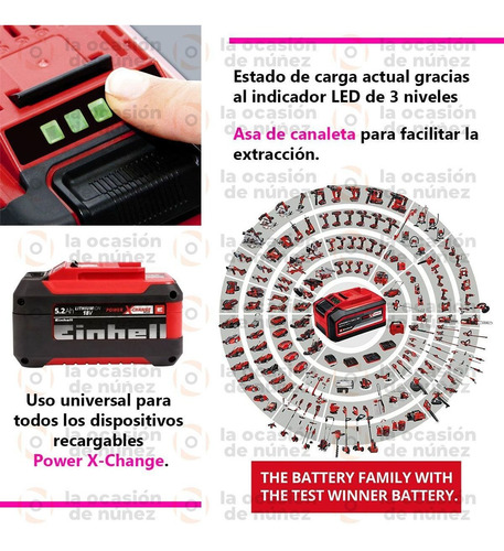 Imagen 3 de 7 de Bateria Einhell 18v 5.2 Ah Litio Power X-change Recargable