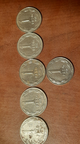 6 Monedas Chilenas: De 1 Peso Años 1975 Y 1976 Buen Estado..