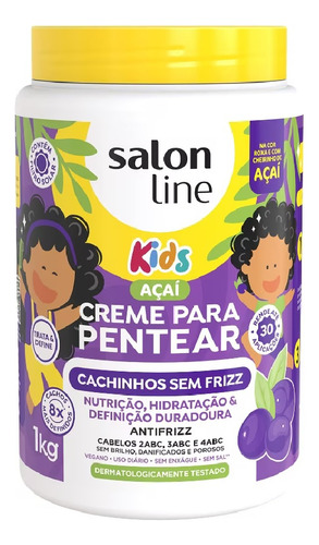 Salon Line Kids Creme Para Pentear Cachinhos Sem Frizz 1kg