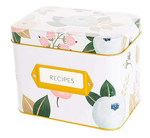 Caja De Recetas Florales Blancas - 24 Tarjetas 4x6 Y 12 Sepa