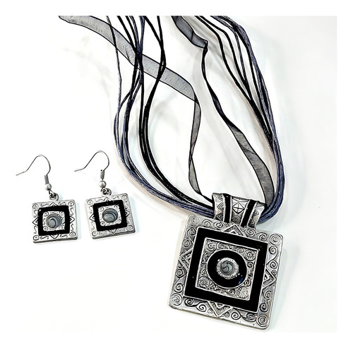 Conjunto de joyas: collar y pendiente Ny002, color azul